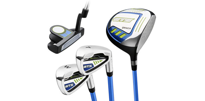 Orlimar ATS Junior Blue/Lime Series Putter, Wedge, 7 iron, and Driver golf clubs for ages 5-8 years old