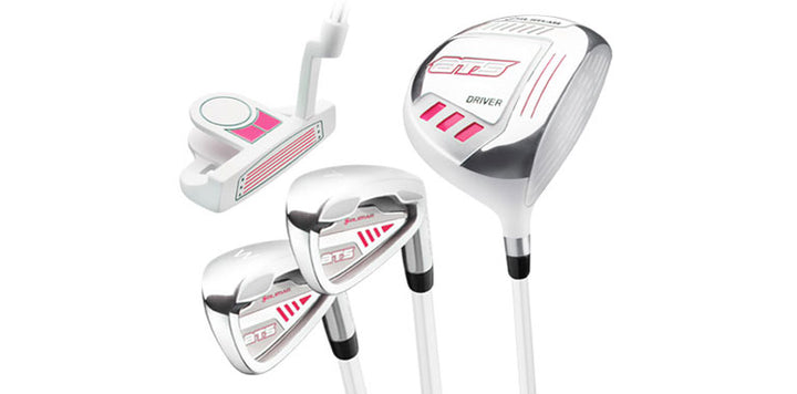 Orlimar ATS Junior Pink Series Putter, Wedge, 7 iron, and Driver golf clubs for girls ages 5-8 years old