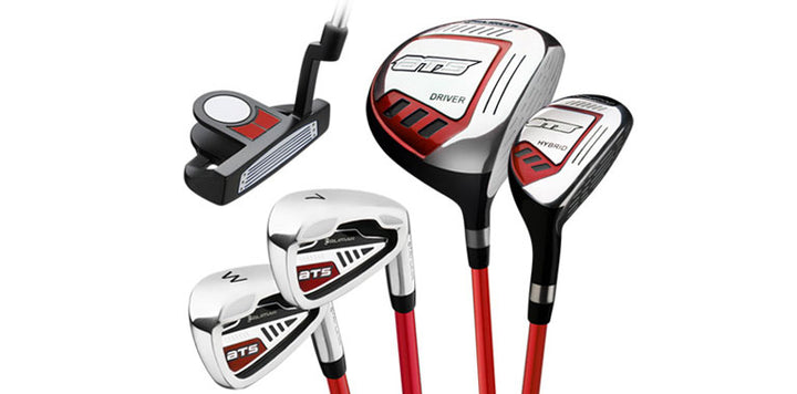 Orlimar ATS Junior Red/Black Series Putter, Wedge, 7 iron, Driver, and Hybrid golf clubs for ages 9-12 years old