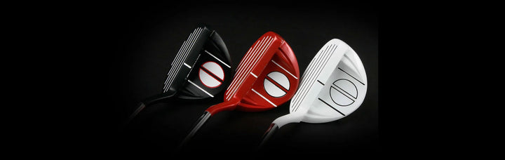 top view of a black, red and a white Orlimar Escape Mallet Chipper Golf Club