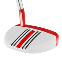 Orlimar F6 putter with red and black alignment lines on a white putter head