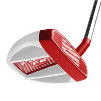 Red and white Orlimar F6 golf putter on a white background