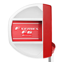 Red and white putter with 'F Series F6' branding on a white background