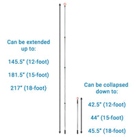 dimensions of expanded and collaped Orlimar Fluorescent Head Golf Ball Retrievers