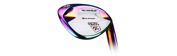Orlimar Spin Tech FF golf wedge with a unique eye-catching iridescent rainbow PVD finish