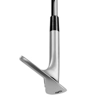 toe view showing loft angle of a golf wedge