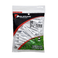 30 pack of 3 1/4" tall Orlimar White Wooden Golf Tees in resealable packaging
