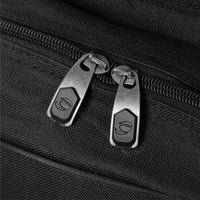 Orlimar logos on the heavy duty zippers of an Orlimar 6.0 Deluxe Wheeled Golf Travel Cover