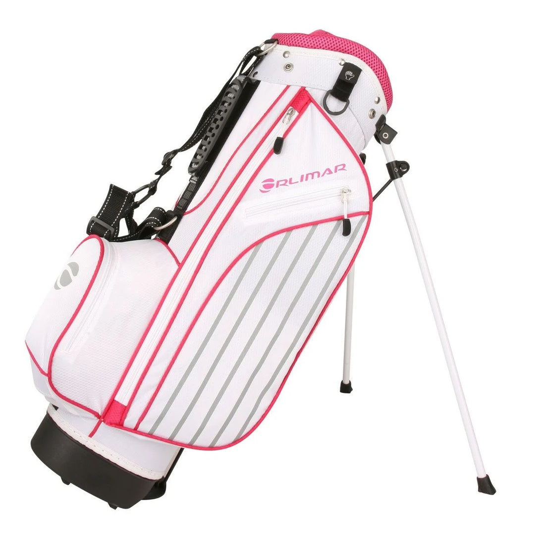 white and pink Orlimar ATS Junior Golf Bag ages 5-8