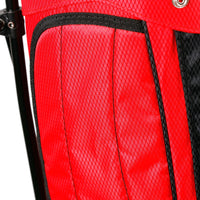 fabric detail on a red/black Orlimar ATS Junior Golf Bag