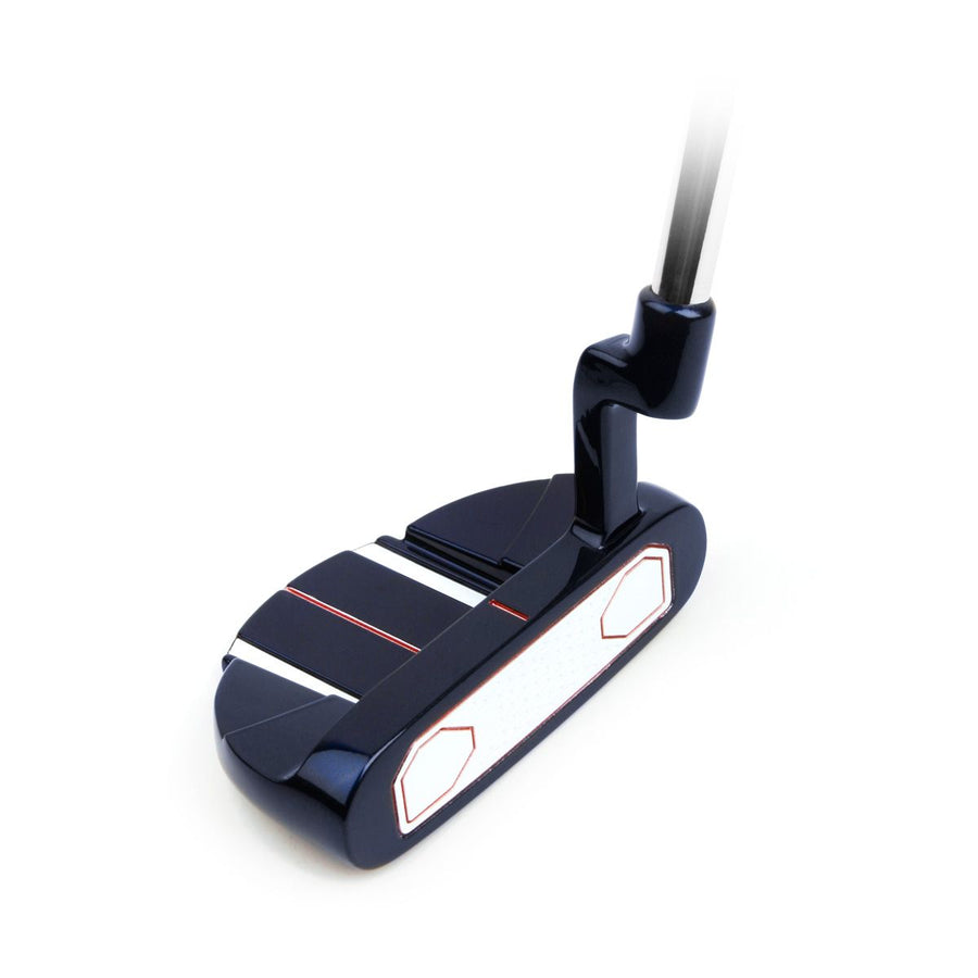 angled face and top view of an Orlimar Allante mallet putter with white face insert