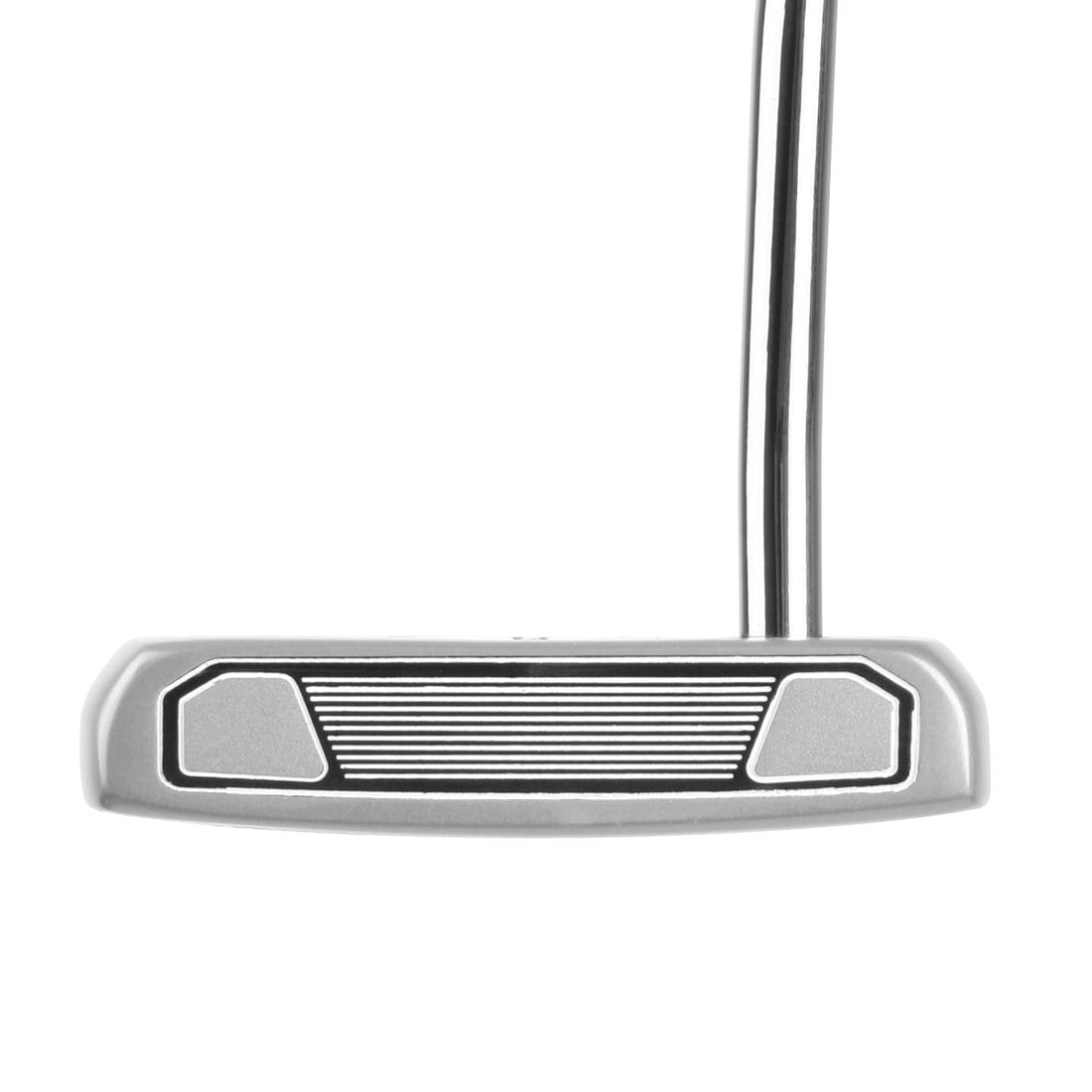 face view of a silver Orlimar F60 Putter with white and black face insert