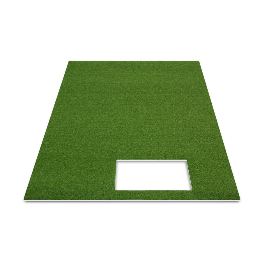 alternate top view of an Orlimar Golf Mat with a pre-cut hole for the Optishot 2 In-Home Golf Simulator