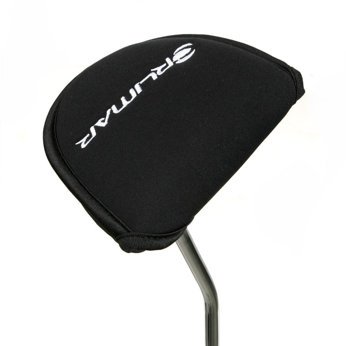 top view of folded black Orlimar Mallet Putter Headcover on a putter