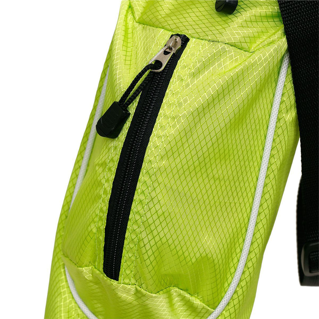 zippered accessories pocket on a lime green Orlimar Pitch &