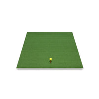 front angled view of an Orlimar Residential Golf Mat (3' X 5') with a yellow golf ball on the rubber tee