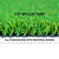 up close view of the dimensions of an Orlimar Residential Golf Mat