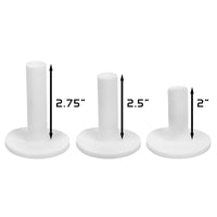 3 different heights of the Orlimar Rubber Driving Range Tees - 2.75", 2,5" and 2"