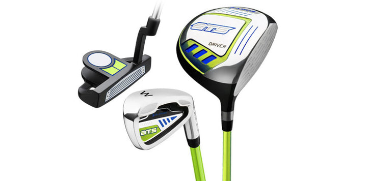 Orlimar ATS Junior Lime/Blue Series Putter, Wedge, and Driver golf clubs for ages 3-5 years old
