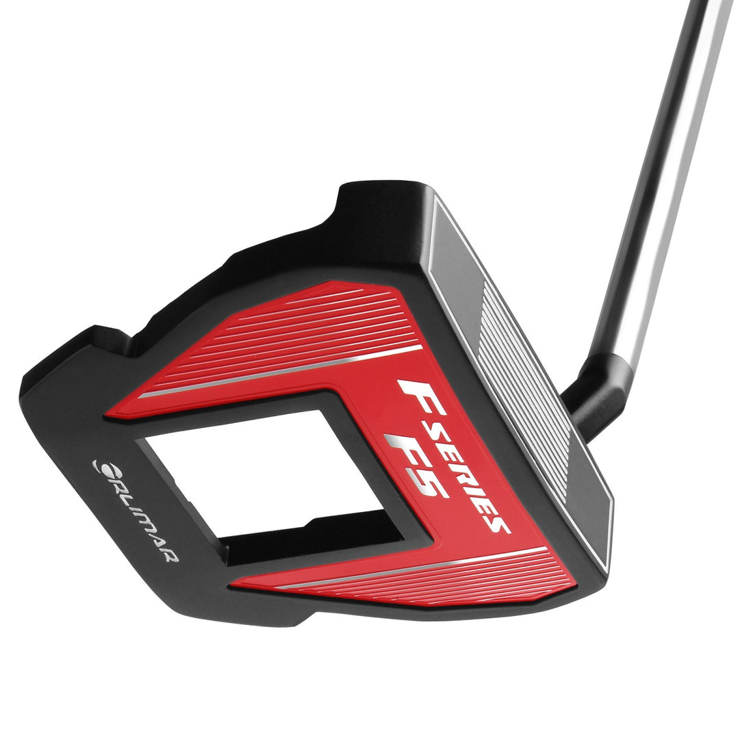 angled sole and face view of the black Orlimar F5 Putter