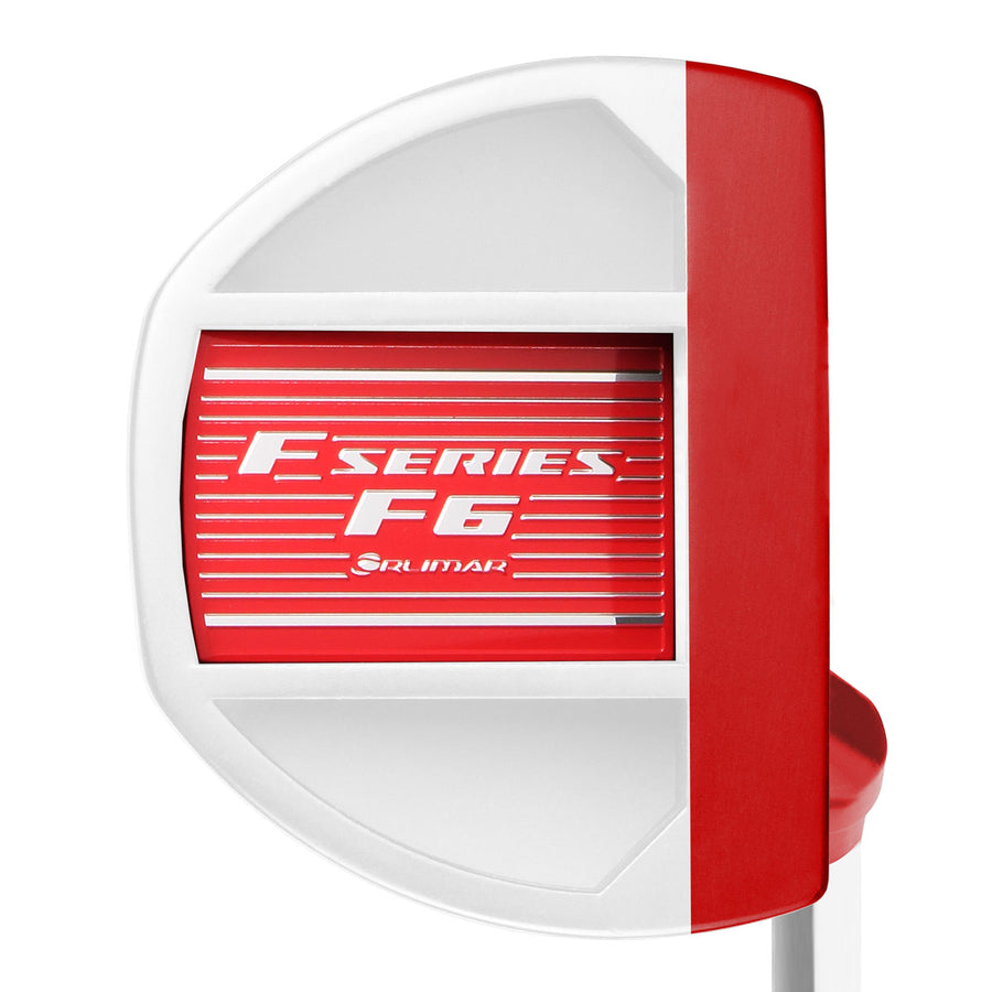 Red and white putter with 'F Series F6' branding on a white background