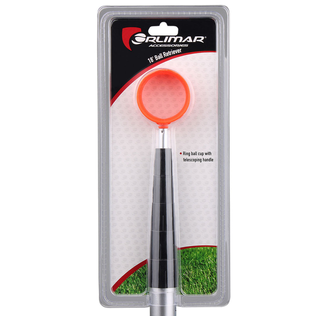 retail packaging of the 18-foot Orlimar Fluorescent Head Golf Ball Retriever