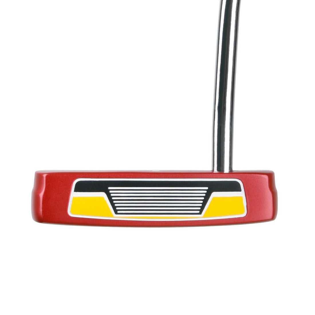 face view of a red Orlimar F70 Putter with black and yellow face insert