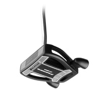 angled sole and face view of a right handed black Orlimar F80 Putter with a face insert with scorelines
