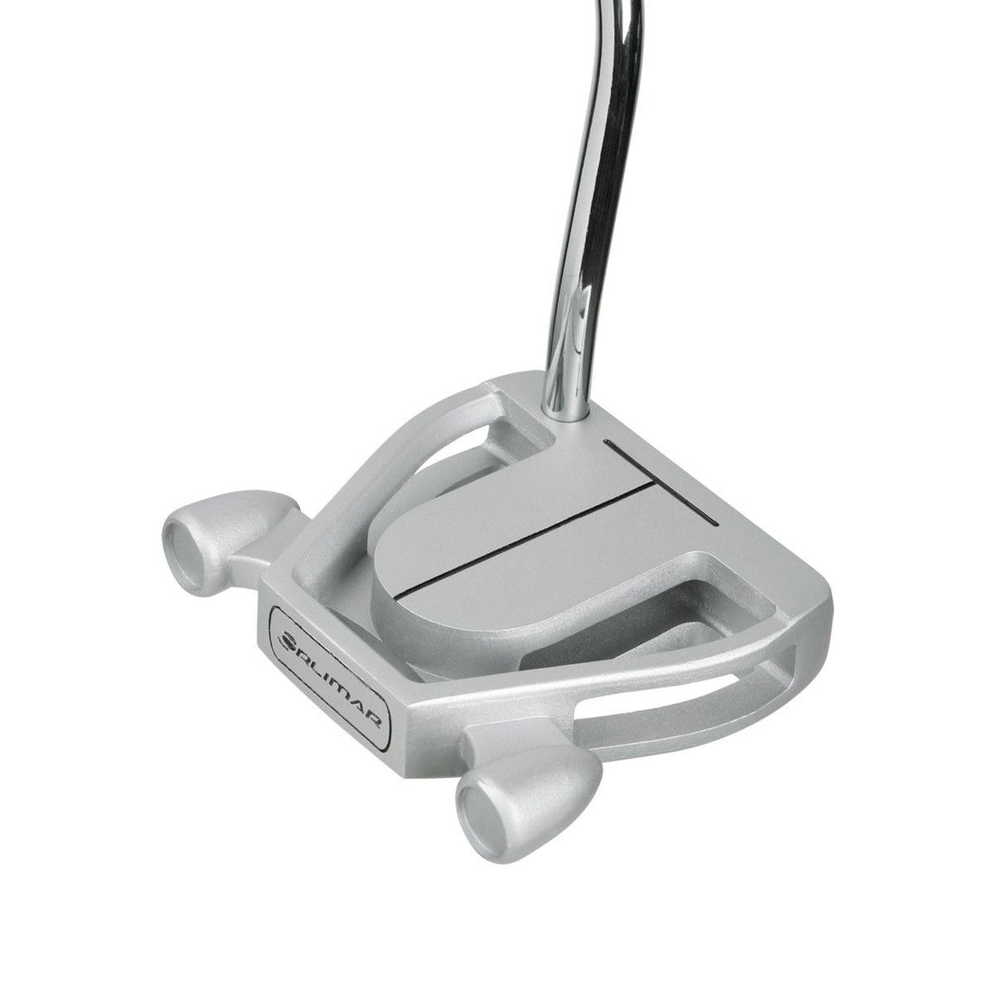 angled top and rear view of a right handed silver Orlimar F80 Putter with a T-shaped sight line