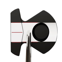 black zero torque putter with contrasting white alignment area on top