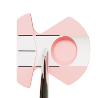 pink zero torque putter with contrasting white alignment area on top