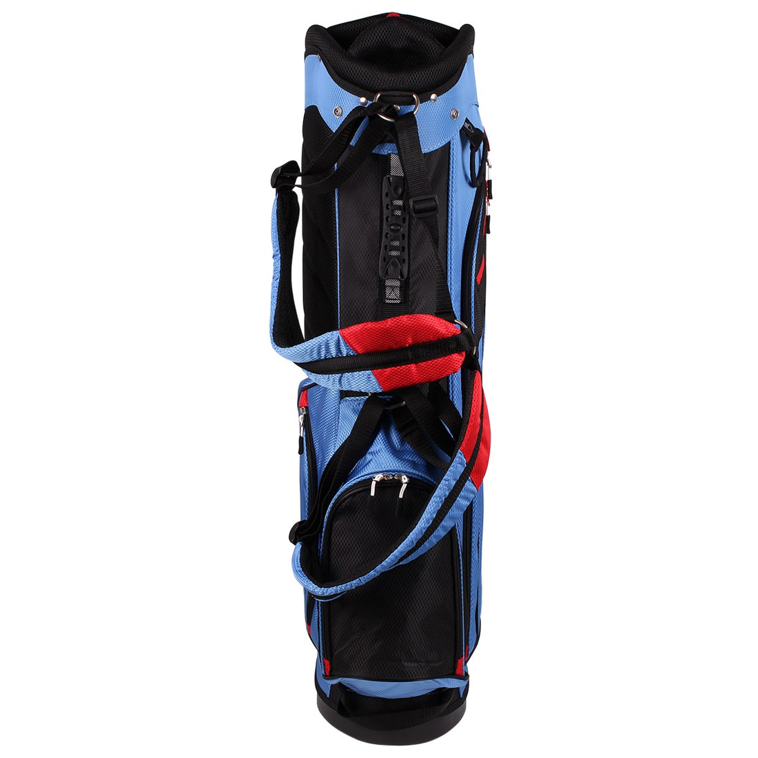 front view of a blue/red Orlimar SRX 7.4 Golf Stand Bag