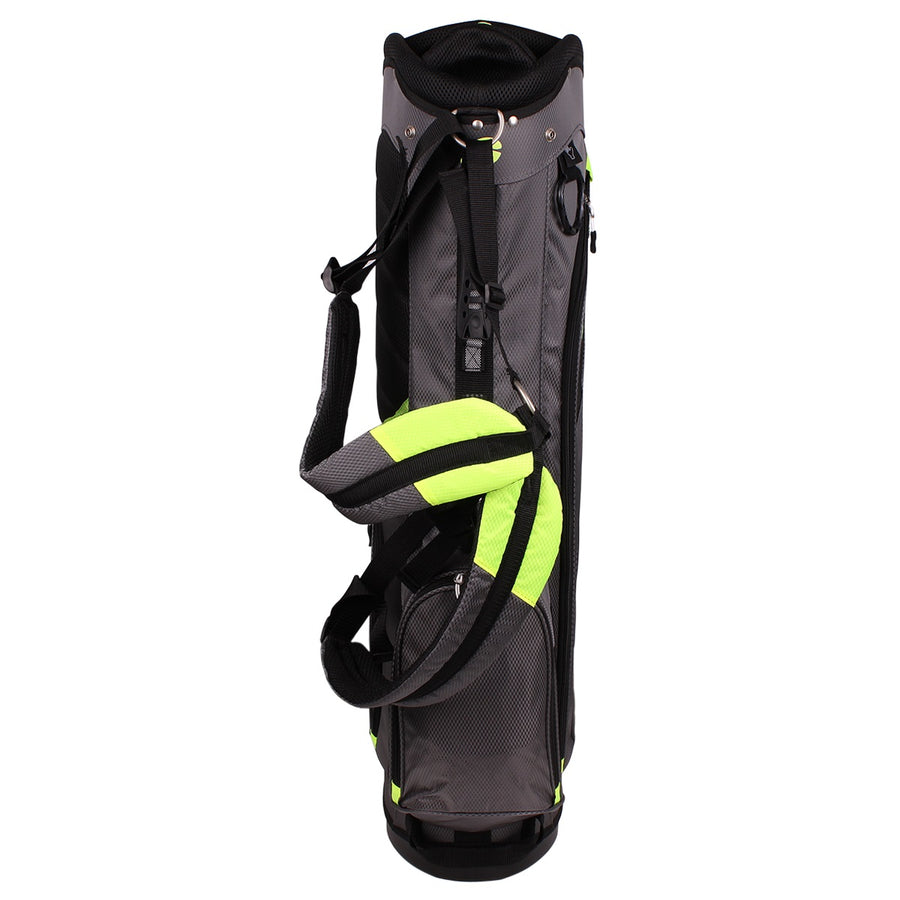 front view of a charcoal/lime Orlimar SRX 7.4 Golf Stand Bag