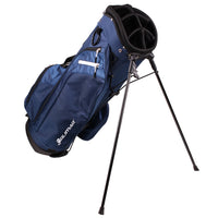 angled right side view of a navy Orlimar SRX 7.4 Golf Stand Bag with legs released