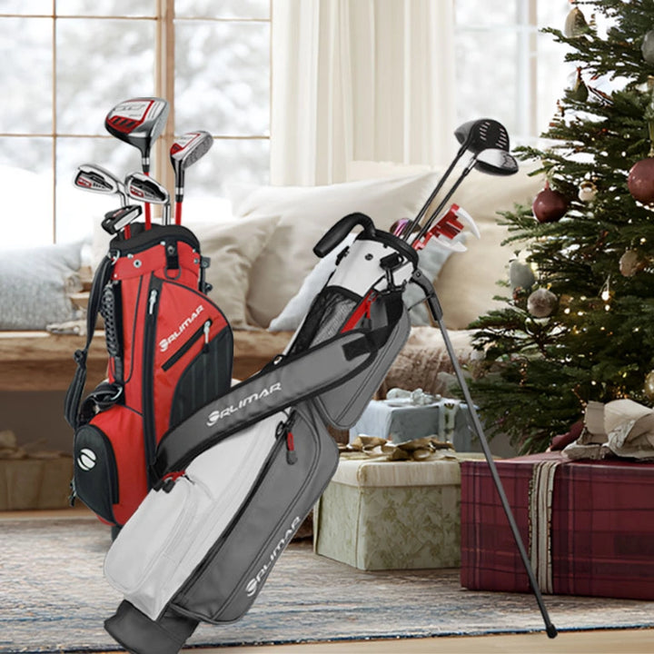 Pitch N Putt and ATS Junior Red/Black series in front of a Christmas tree.