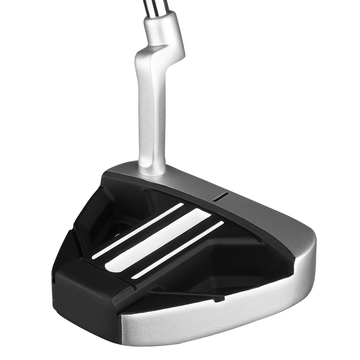 angled top view of the Orlimar Tangent T3 Silver/Black mallet putter