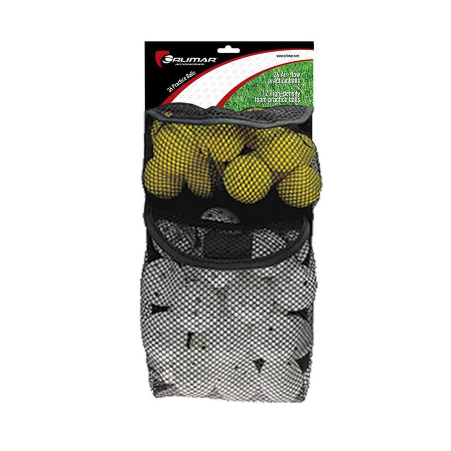 Orlimar's 36-pack Practice Balls in retail packaging