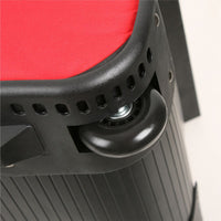 up close view of the skate-style wheel on an Orlimar 6.0 Deluxe Wheeled Golf Travel Cover