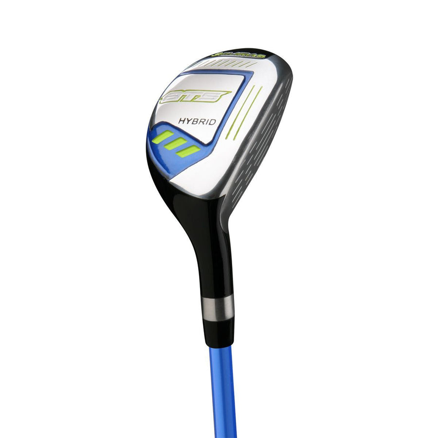 angled sole view of an Orlimar ATS Junior Boys' Blue/Lime Series hybrid