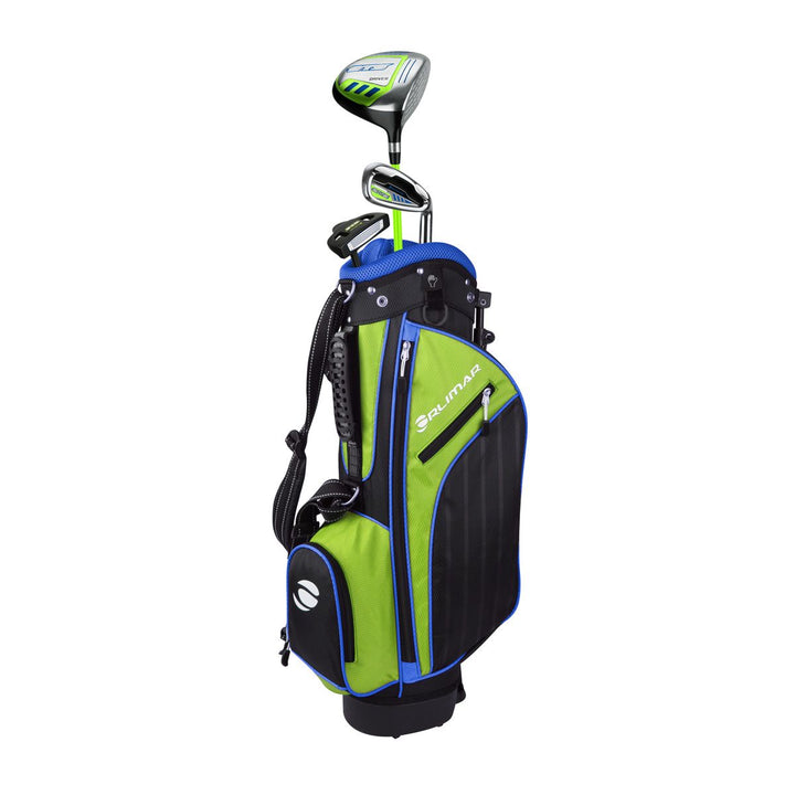 Orlimar ATS Junior Lime/Blue Series golf bag with 3 golf clubs