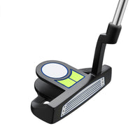 angled top and face view of a right handed Orlimar ATS Junior Lime/Blue Series putter