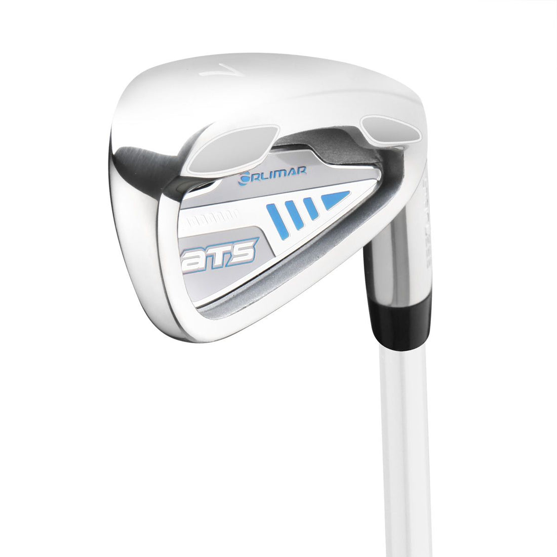 angled cavity back view of an Orlimar ATS Junior Girls Sky Blue Series 7 iron