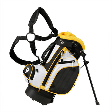 black, white and yellow Orlimar ATS Junior Golf Bag for kids aged 3 and under