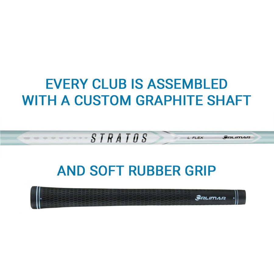 stock graphite shaft and rubber grip for the Orlimar Stratos Women's hybrid iron set