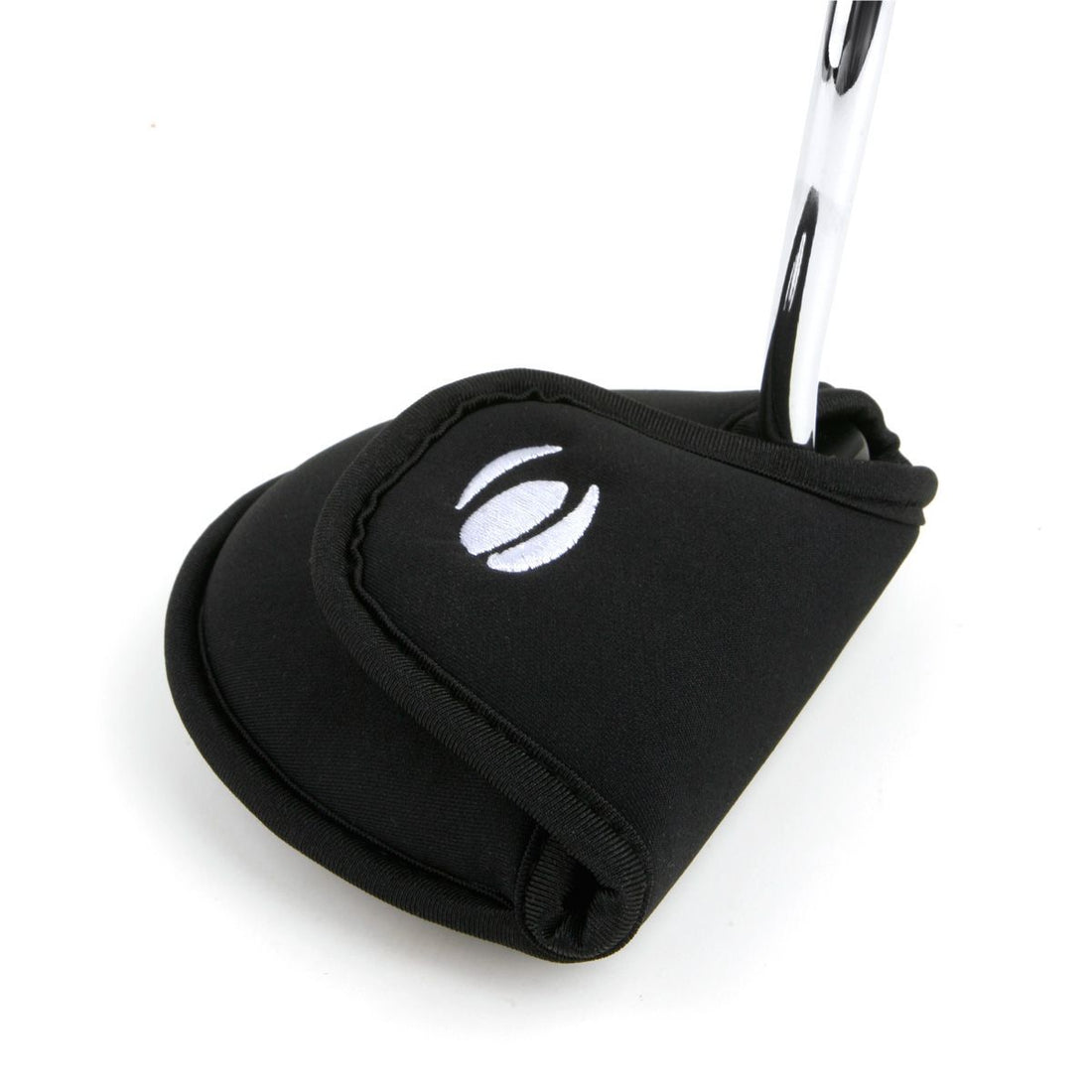 bottom view of folded black Orlimar Mallet Putter Headcover on a putter