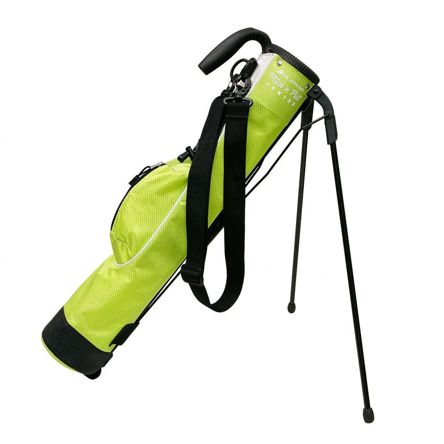 lime green Orlimar Pitch 'N Putt Junior Lightweight Stand Carry Bag with stand legs out
