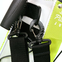 carry handle and shoulder strap clips on a lime green Orlimar Pitch 'N Putt Junior Lightweight Stand Carry Bag