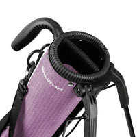 angled top view of lilac purple Orlimar Pitch 'N Putt Lightweight Stand Carry Bag with 2-way divider top and carry handle