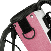 towel ring and Velcro glove attachment on a blush pink plaid Orlimar Pitch 'N Putt Lightweight Stand Carry Bag