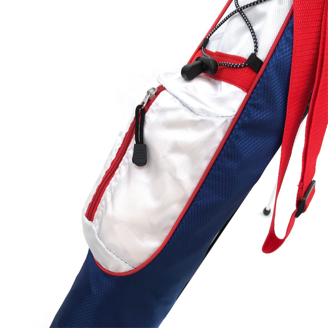 zippered accessories pocket on a red, white and blue Orlimar Pitch &